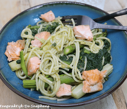Pasta met zalm